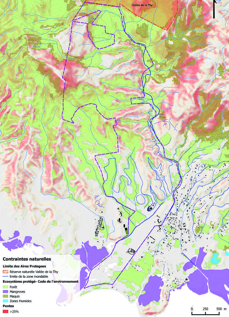 Carte d’analyse des contraintes naturelles et des écosystèmes à Saint-Louis